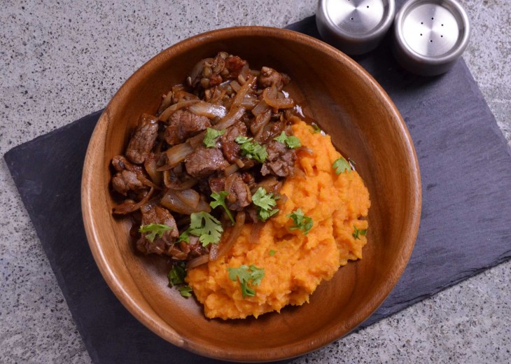 Lamb and Lentil Tagine on Pumpkin and Sweet Potato Mash