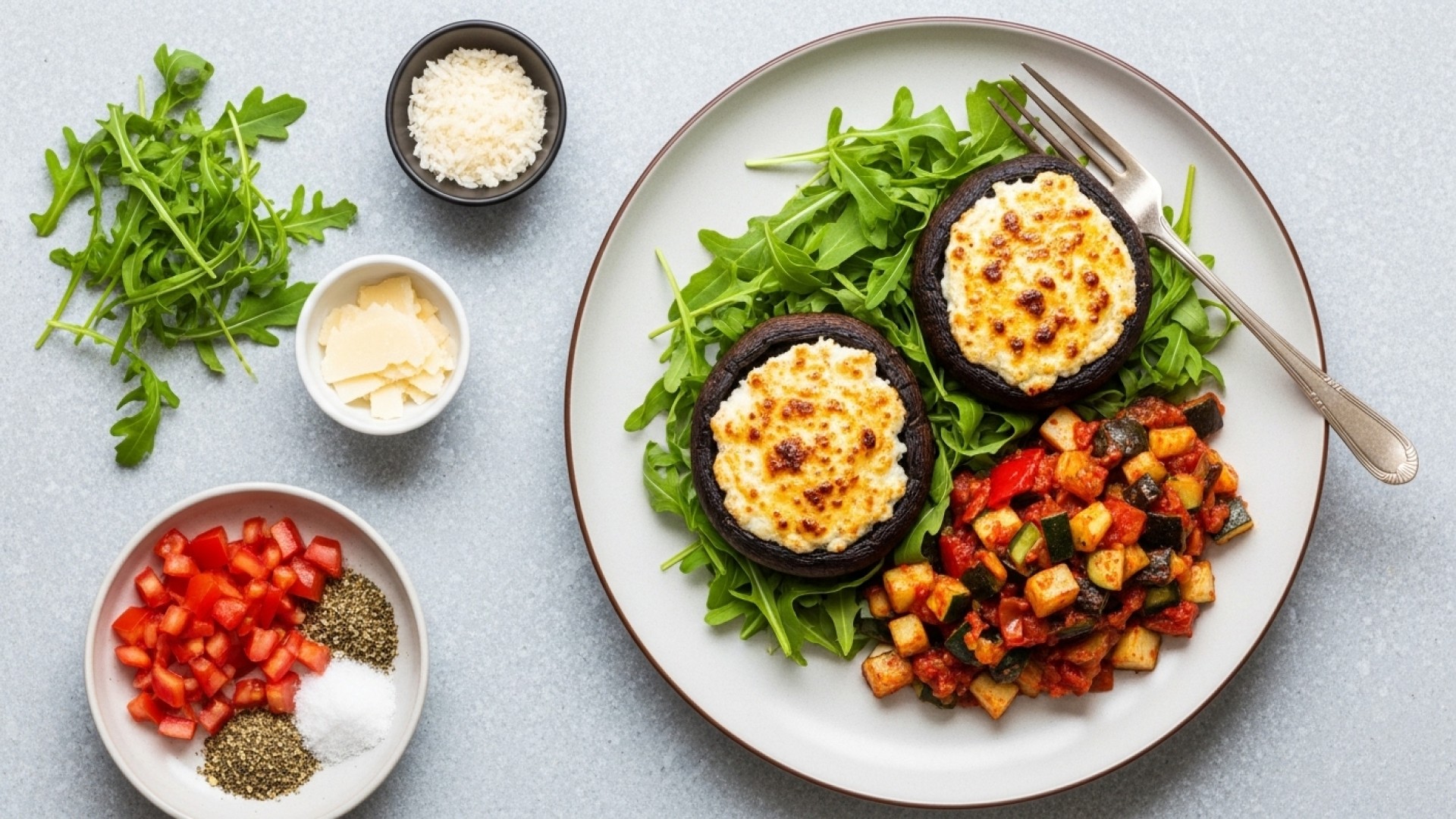 Ricotta Stuffed Portobello Mushrooms Recipe | JustCook
