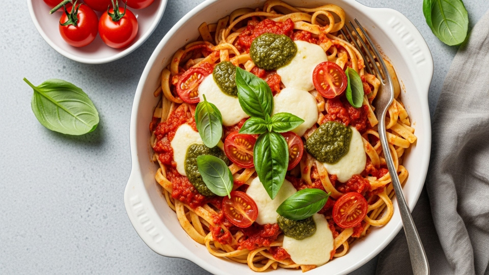 Tomato & Basil Pasta Bake Recipe | JustCook