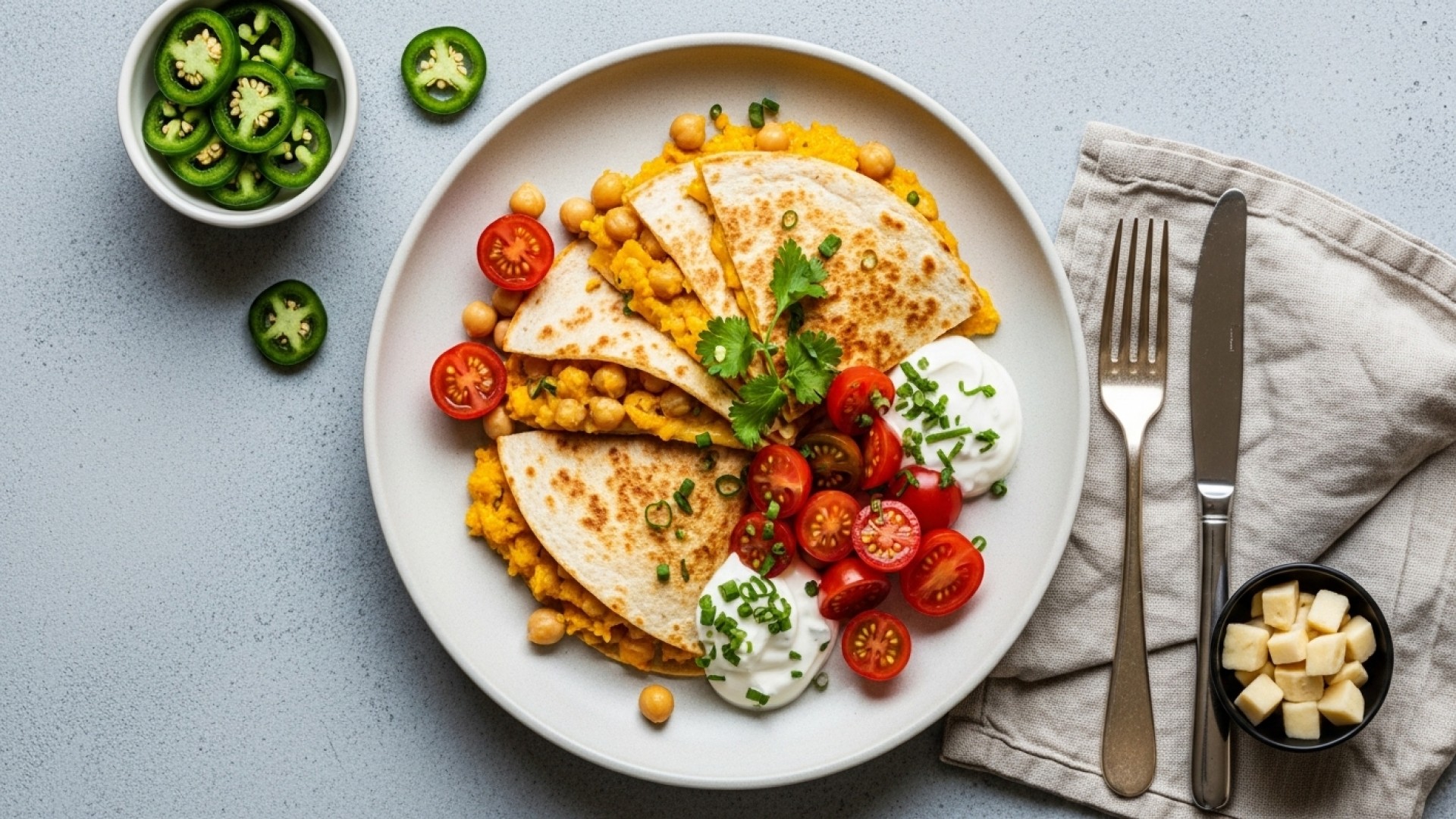 Butternut Squash and Chickpea Quesadillas Recipe | JustCook